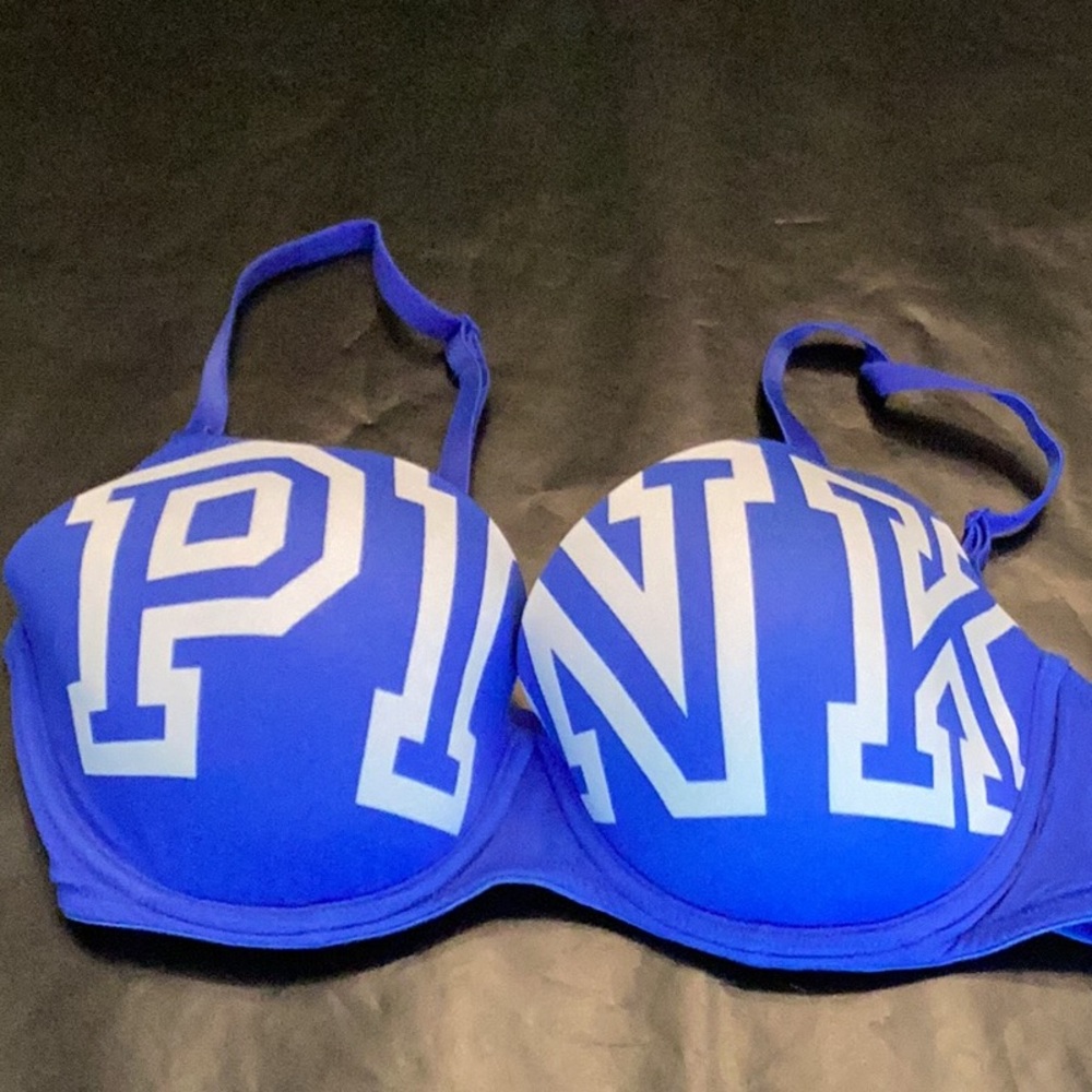 Victoria's Secret Vibrant Blue Bra with White Lettering